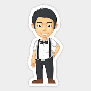 Young Man Character with Bowties Sticker